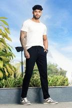 ONE SKY Men’s 100% Cotton Track Pants | Mid Rise Casual Joggers with Drawstring | 2 Pockets | Solid Color | Machine Wash