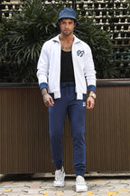 Men's Solid Tracksuit Set | Cotton Blend with Mock Collar Zip-Up Top & Drawstring Joggers | Mid-Rise Fit | 4 Pockets | Long Sleeves | Casual Athleisure Gym Wear