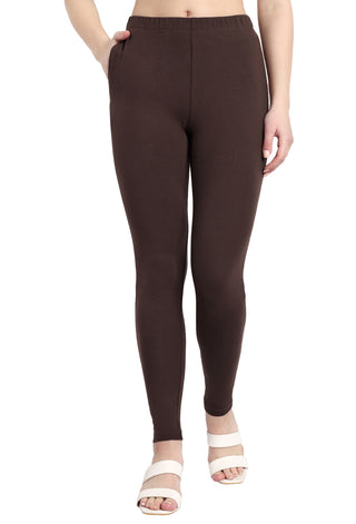 WOMENS DEEP BROWN REGULAR LENGTH POCKET LEGGING