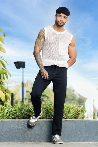 ONE SKY Men’s Cotton Blend Track Pants | Mid Rise Casual Joggers with Drawstring | 2 Pockets | Solid Color | Machine Wash