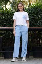 ONE SKY Women’s 100% Cotton Half Sleeve Co-Ord Set | Round Neck Top & Mid Rise Drawstring Bottom | 4 Pockets | Solid Color | Casual Wear | Machine Wash