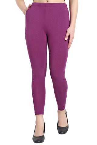 WOMENS DARK VIOLET ANKLE LENGTH POCKET LEGGING