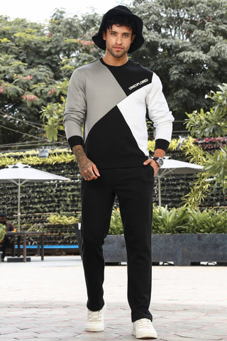 Men’s Colorblock Tracksuit Set | Round Neck Long Sleeve Top & Slip-On Joggers | Cotton Blend | Mid-Rise Flat Front | 3 Pockets | Casual Athleisure Wear