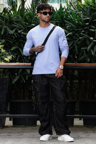 Men’s 100% Cotton Solid Full Sleeve T-Shirt | Round Neck Long Sleeve Casual Tee | Soft Breathable Fabric | Machine Washable