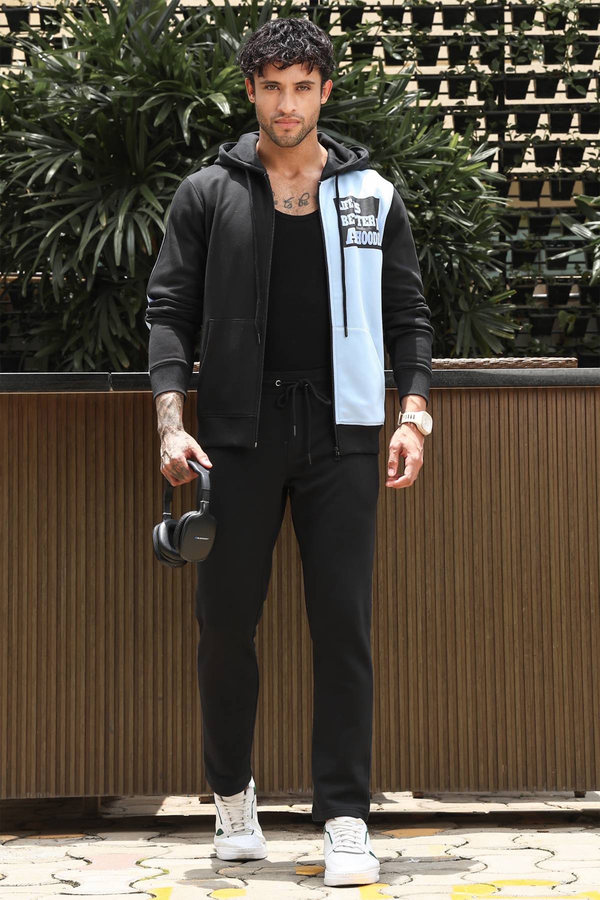 Men’s Colorblock Tracksuit Set | Hooded Zip-Up Jacket & Drawstring Joggers | Cotton Blend | Mid-Rise Flat Front | 4 Pockets | Long Sleeves | Casual Athleisure Sportswear