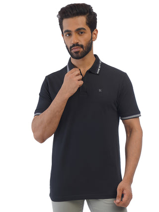 MENS BLACK COTTON POLO TSHIRT