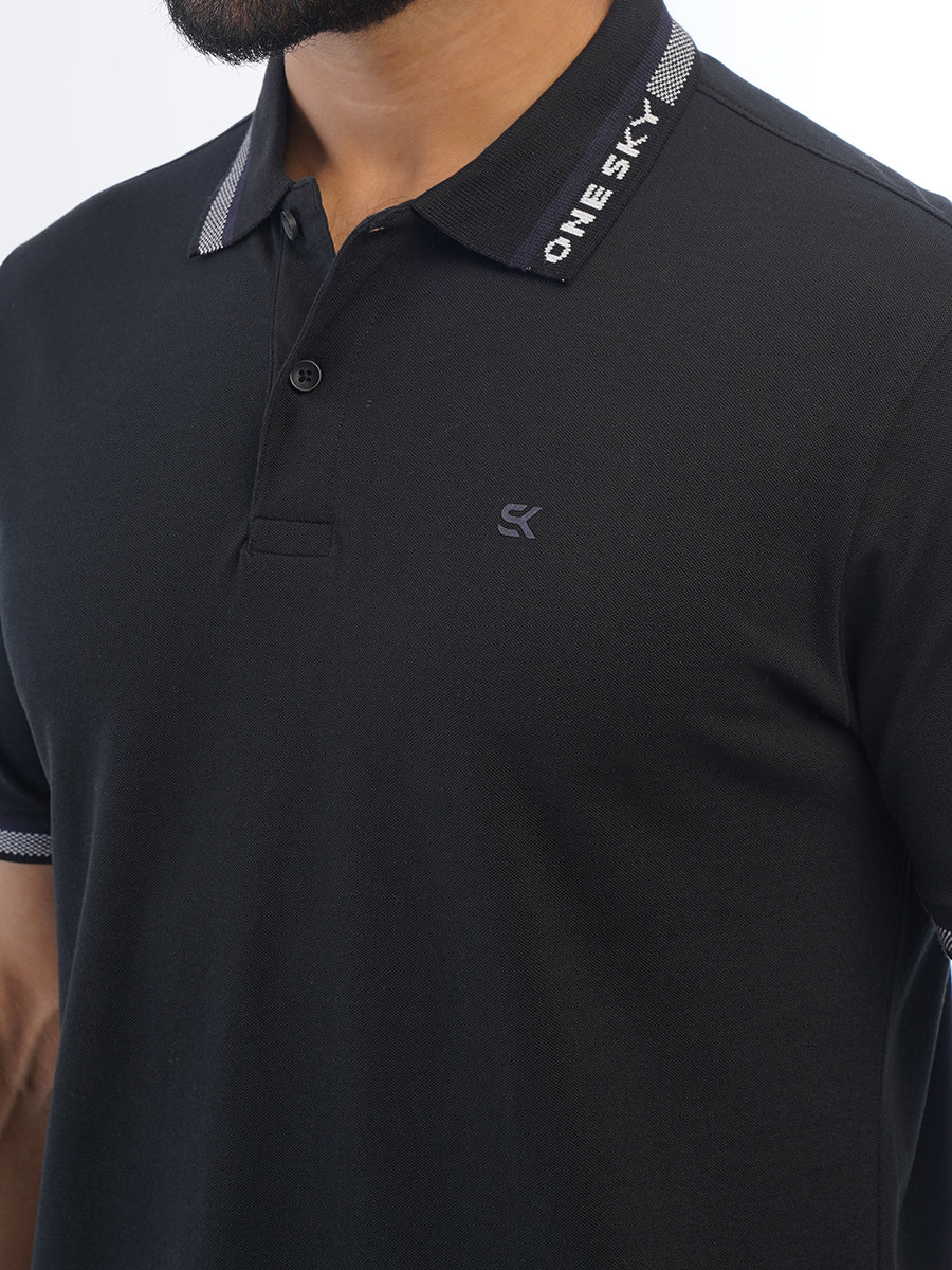 MENS BLACK COTTON POLO TSHIRT