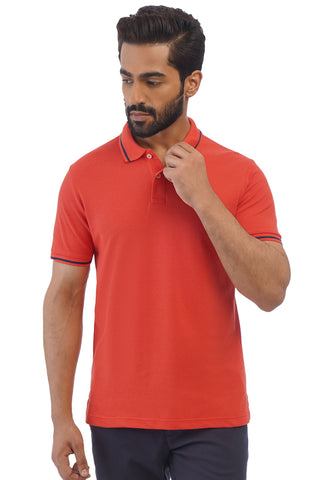 ONE SKY MEN BRIGHT RED SOLID DSP POLO