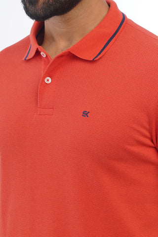 ONE SKY MEN BRIGHT RED SOLID DSP POLO