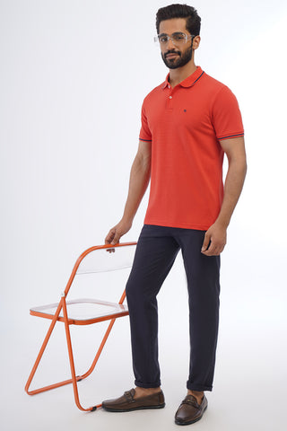 ONE SKY MEN BRIGHT RED SOLID DSP POLO