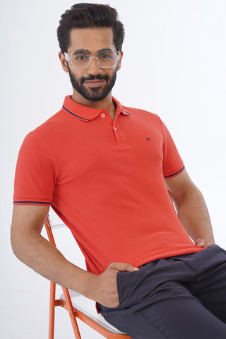 ONE SKY MEN BRIGHT RED SOLID DSP POLO