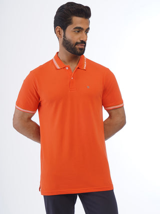 MENS ORANGE COTTON POLO TSHIRT