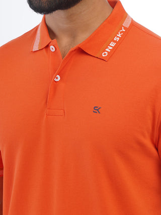 MENS ORANGE COTTON POLO TSHIRT