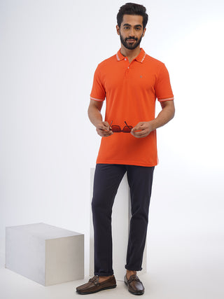 MENS ORANGE COTTON POLO TSHIRT