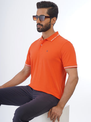 MENS ORANGE COTTON POLO TSHIRT