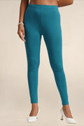 WOMENS PEACOCK GREEN REGULAR LENGTH POCKET LEGGING