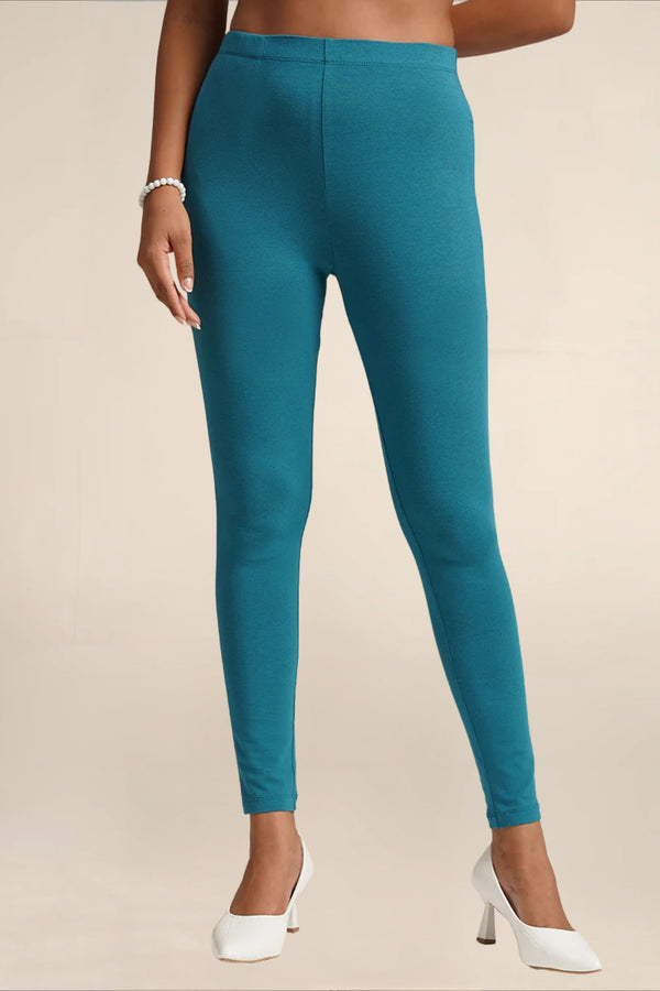 WOMENS PEACOCK GREEN REGULAR LENGTH POCKET LEGGING