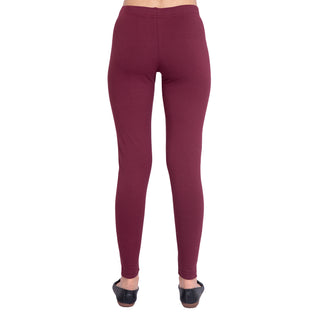 Women Burgandy Breathable Long Length Legging