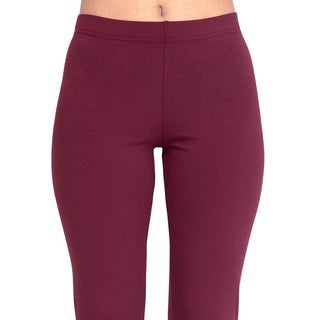 Women Burgandy Breathable Long Length Legging