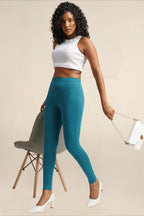 WOMENS PEACOCK GREEN REGULAR LENGTH POCKET LEGGING