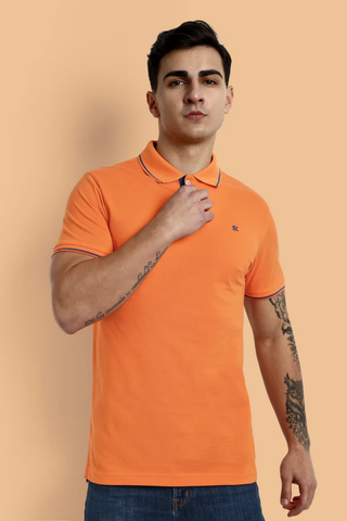 Men Bright Orange Polo T-Shirt