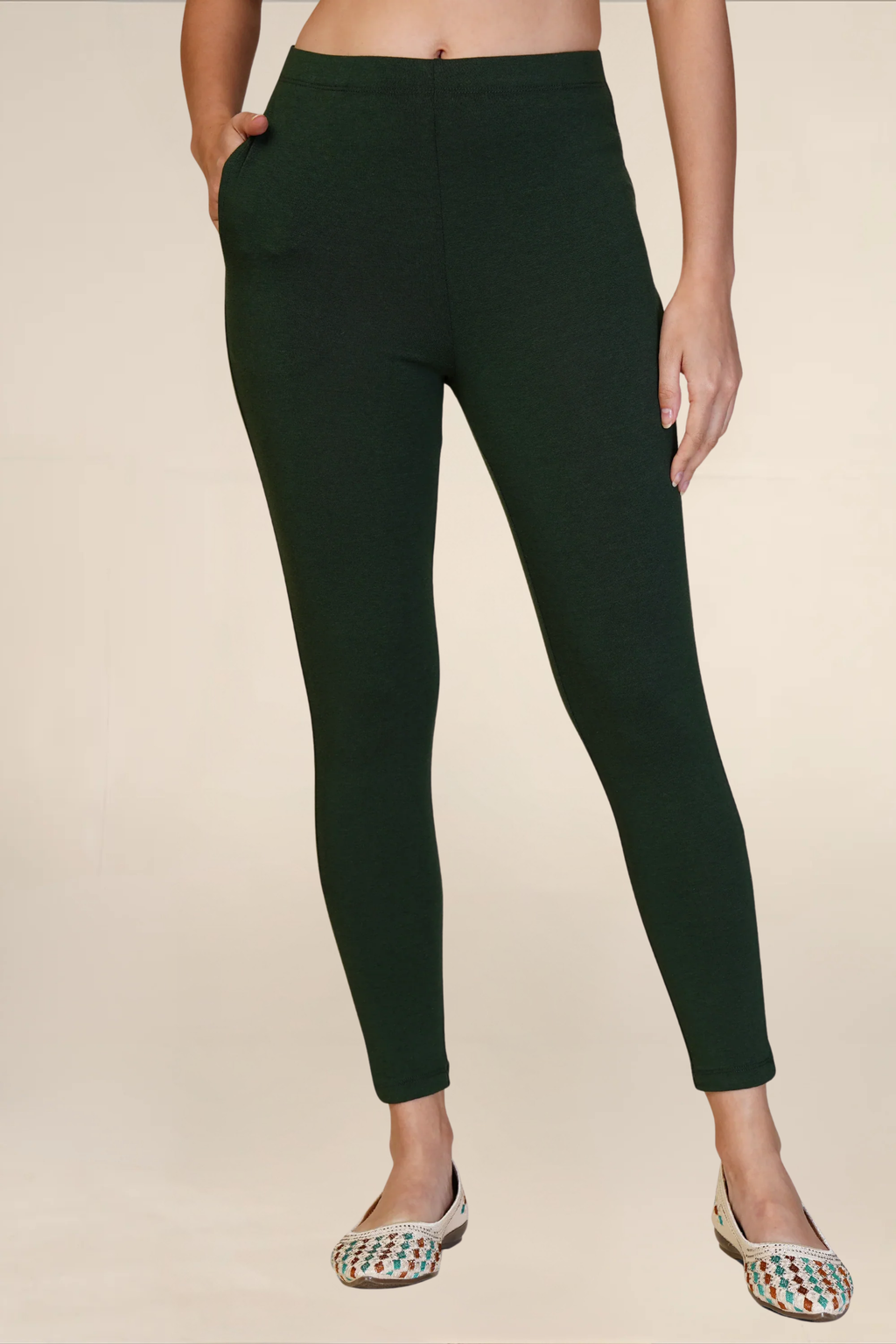 WOMENS MILITARY GREY ANKLE LENGTH POCKET LEGGING