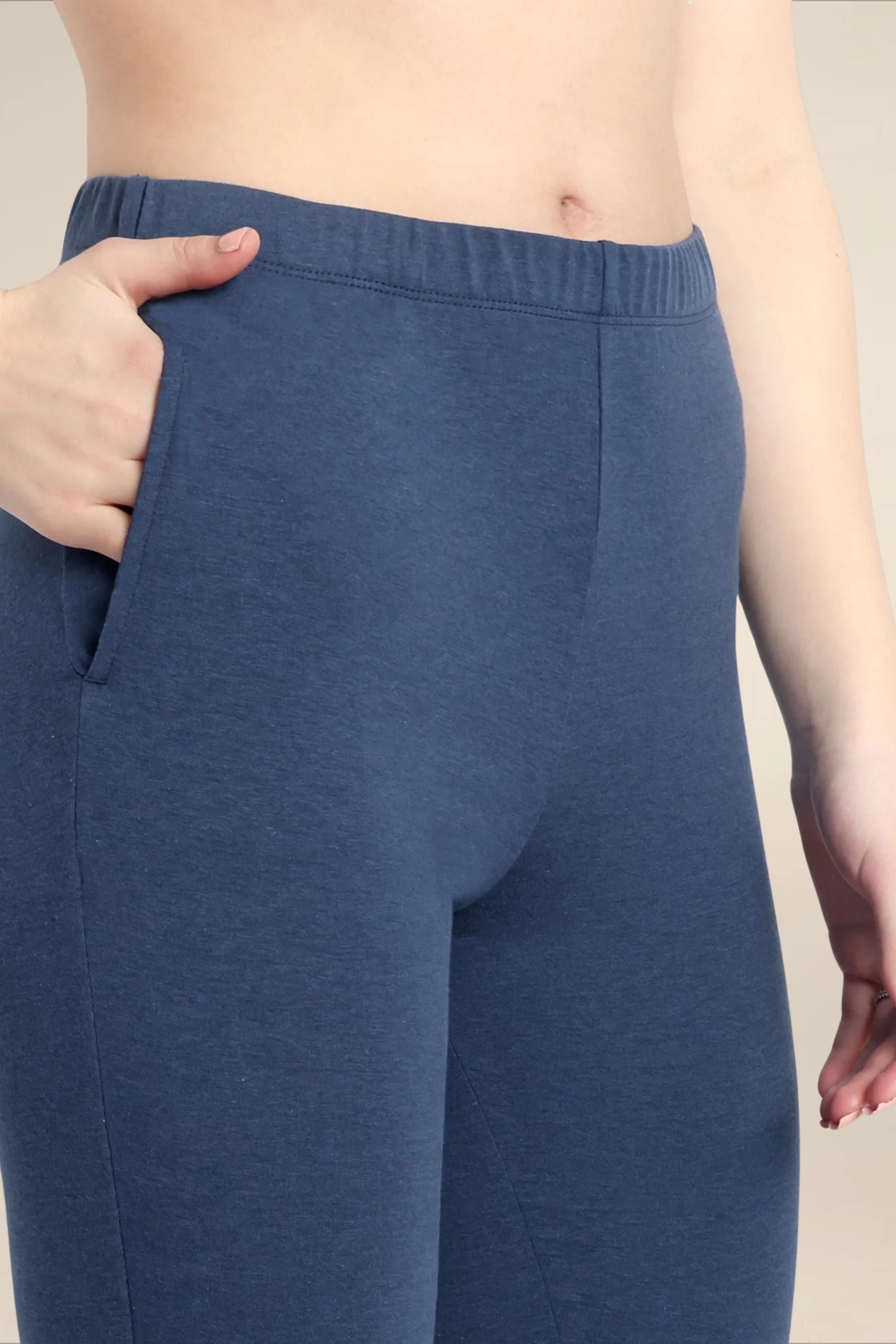 WOMENS MOON LIGHT BLUE REGULAR LENGTH POCKET LEGGING