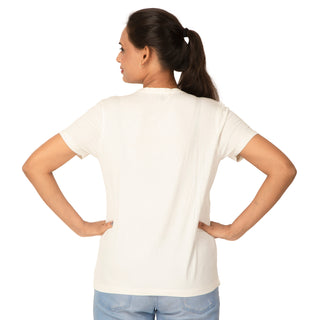 Women Ecru Round Neck T-Shirt