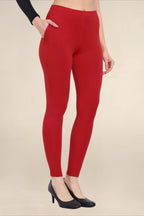 Women Dark Red Regular Legging