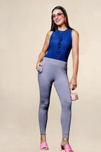 ONE SKY WOMEN LT. GREY STEEL SOLID LEGGINGS