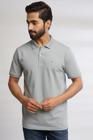 Men Dark Grey Classic Polo T-Shirt