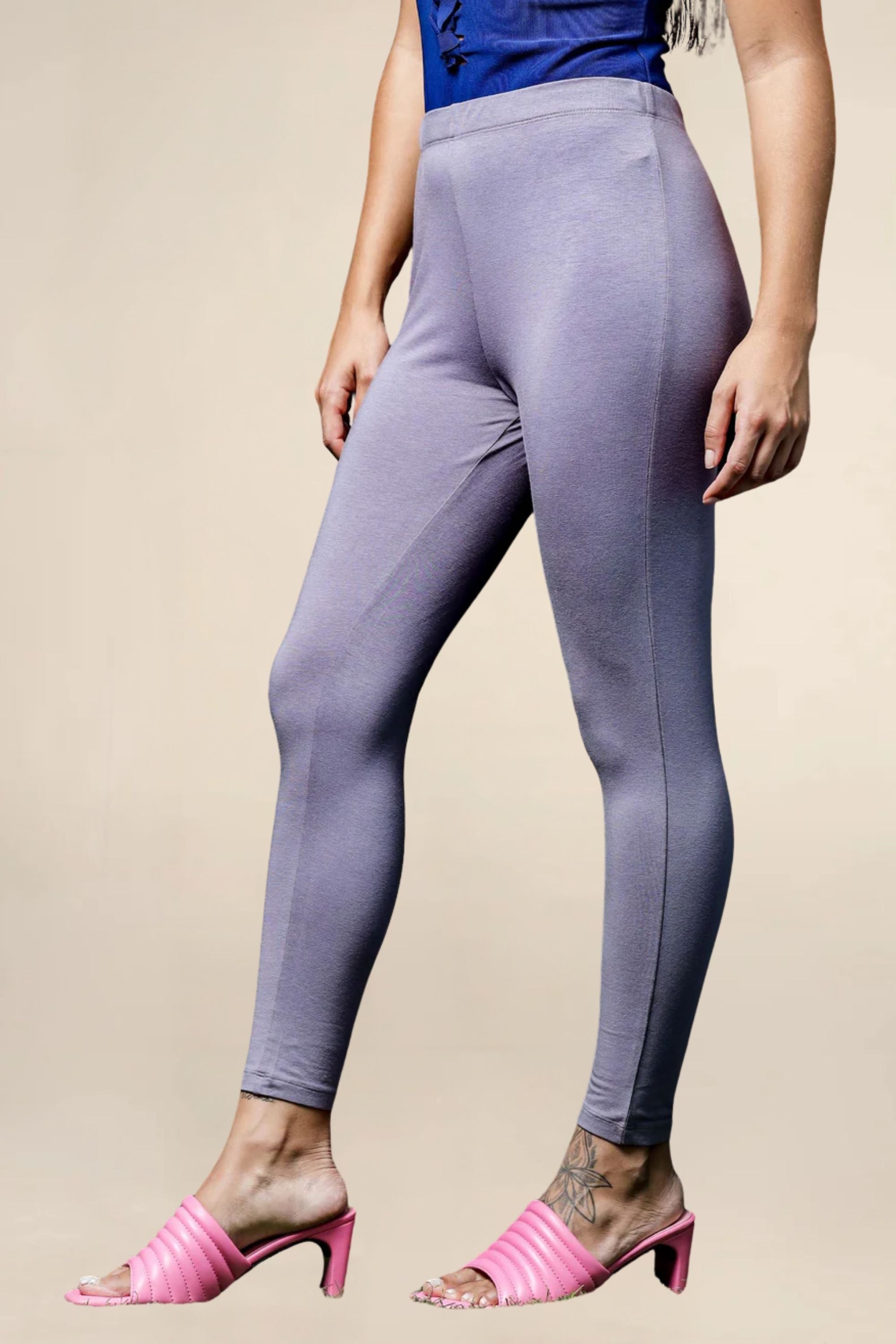 ONE SKY WOMEN LT. GREY STEEL SOLID LEGGINGS