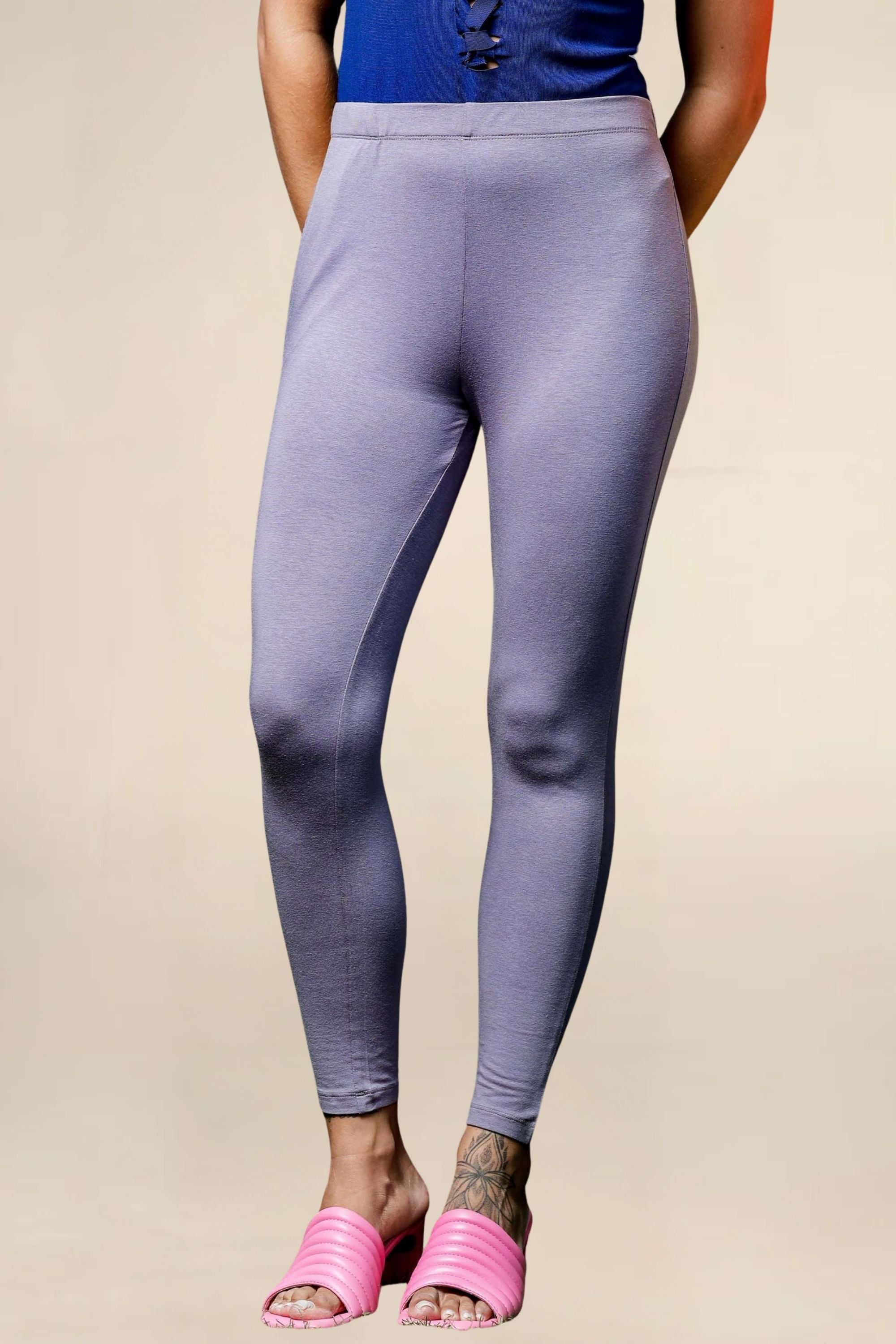 ONE SKY WOMEN LT. GREY STEEL SOLID LEGGINGS