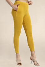 Women Mustard Ankle Length Legging
