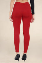 Women Dark Red Regular Legging