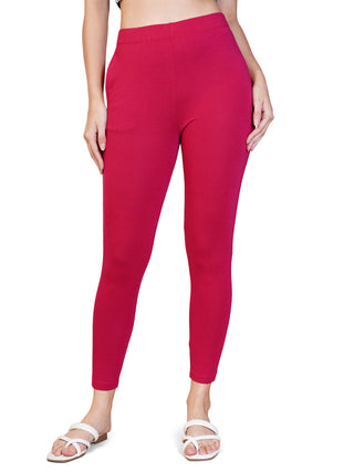 WOMENS DARK CERISE ANKLE LENGTH POCKET LEGGING