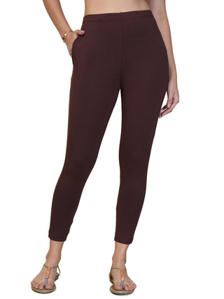 WOMENS DEEP BROWN ANKLE LENGTH POCKET LEGGING