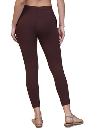 WOMENS DEEP BROWN ANKLE LENGTH POCKET LEGGING