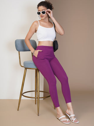 WOMENS VIOLET ANKLE LENGTH POCKET LEGGING