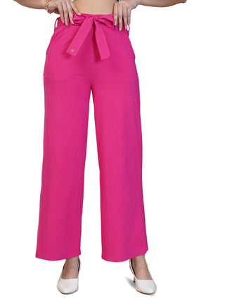 Womens High Waist Straight Fit Trouser Fuchsia