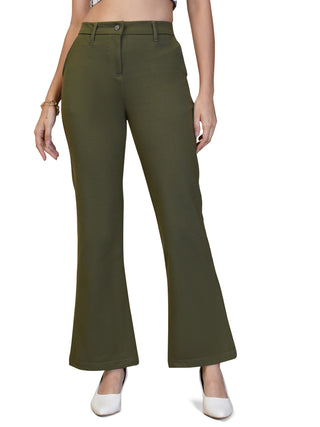 WOMEN MILITARY OLIVE REGULAR FIT CASUAL PANT