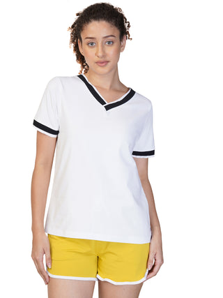 WOMENS V NECK WHITE TSHIRT