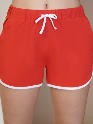 Solid Women Red Regular Shorts