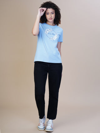 Women Fresh Sky Round Neck T-Shirt