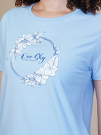 Women Fresh Sky Round Neck T-Shirt