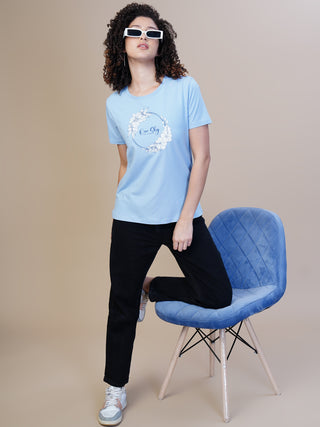 Women Fresh Sky Round Neck T-Shirt