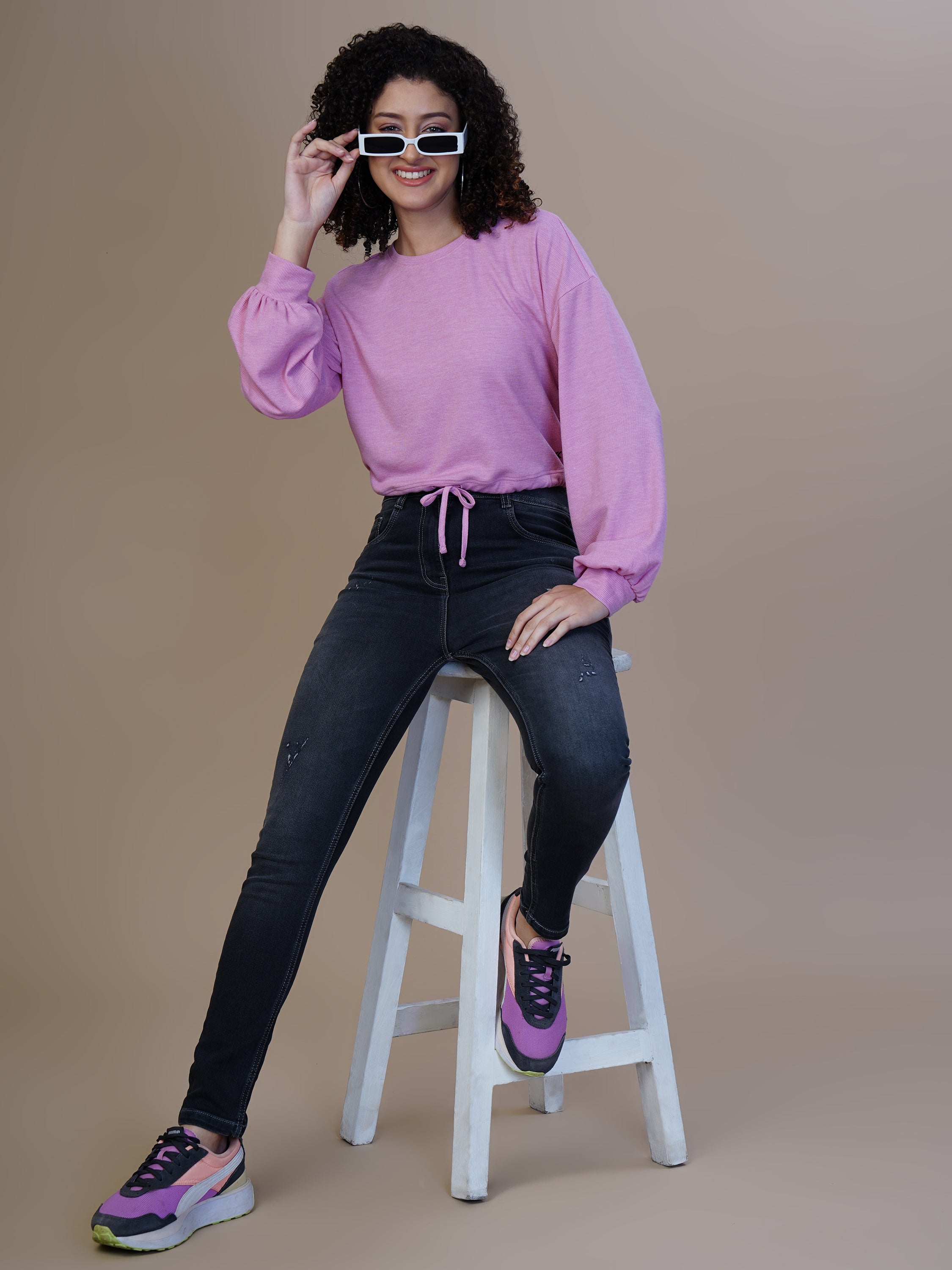 Women Lilac Breeze Trendy Balloon Sleeves Top