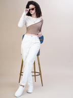 Women Almond Milk Full Sleeves Trendsetter Top