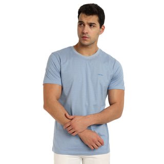 Men Dull Sky Tonal Printed Round Neck T-Shirt