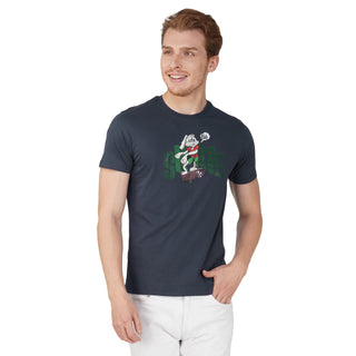 Men Navy Round Neck T-Shirt